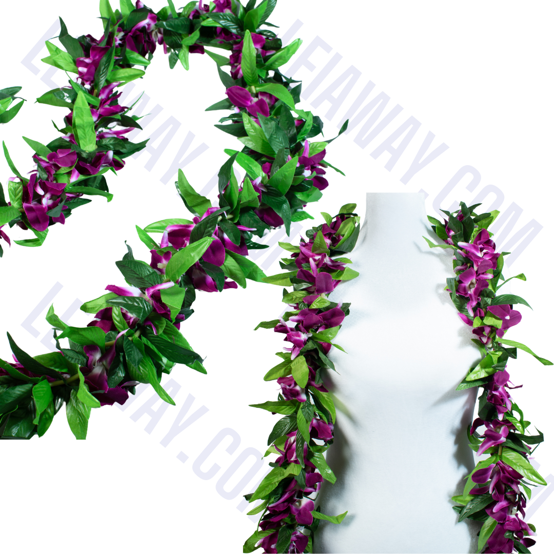 Forever Maile Lei with Realistic Orchids