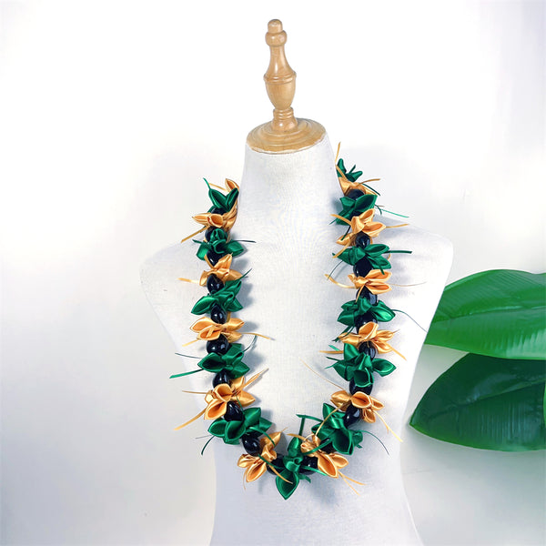 Handmade Kukui Nut Ribbon Lei