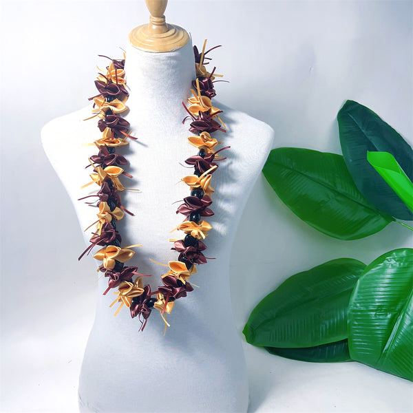 Handmade Kukui Nut Ribbon Lei