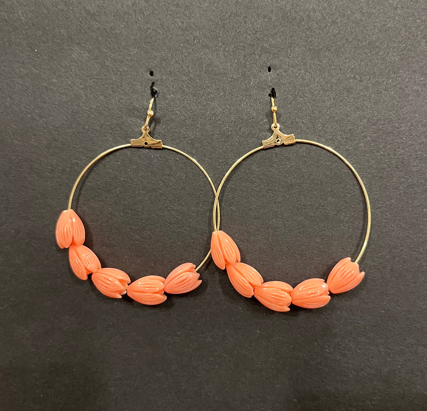 Crown Flower Gold Hoops