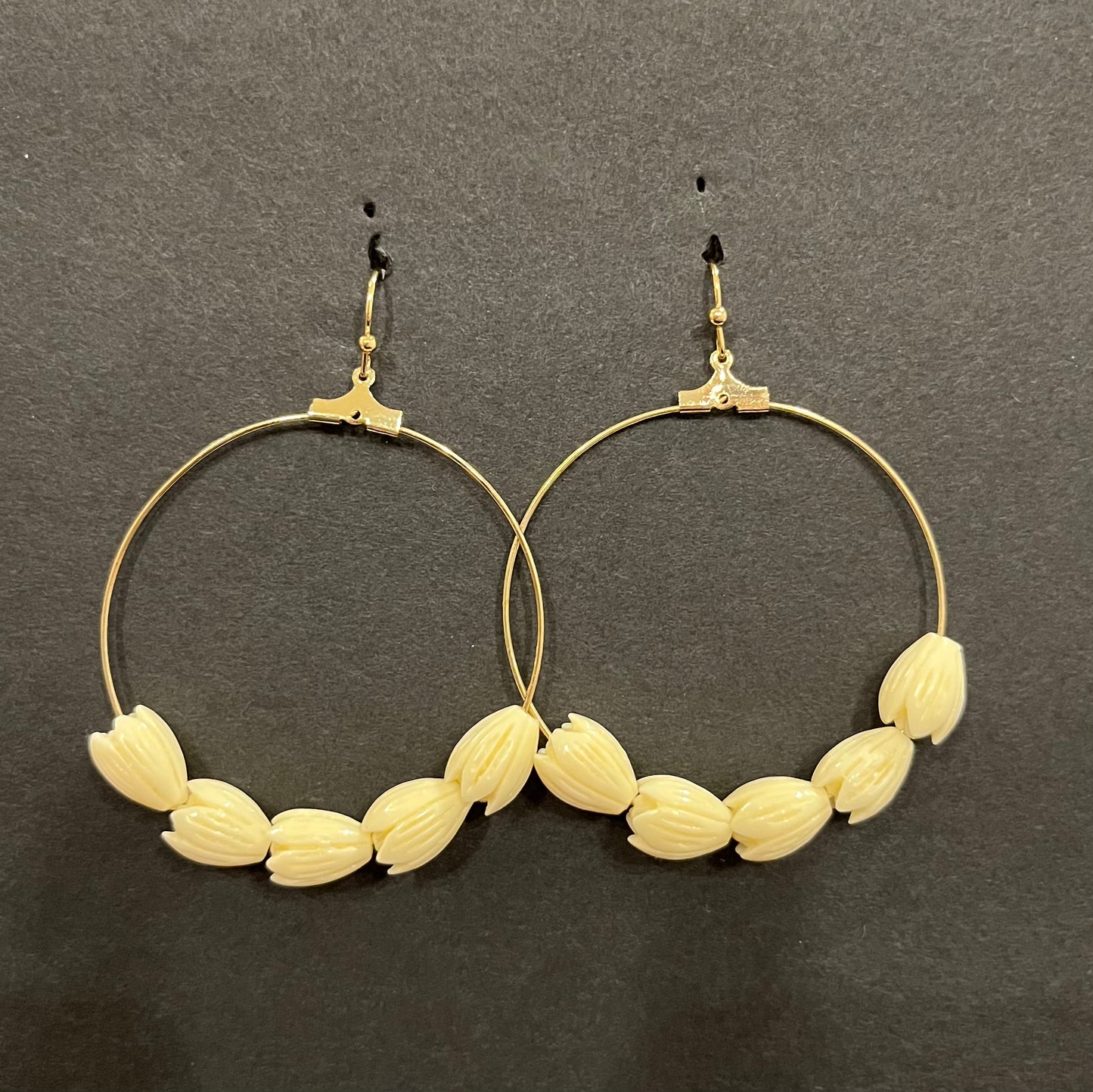 Crown Flower Gold Hoops